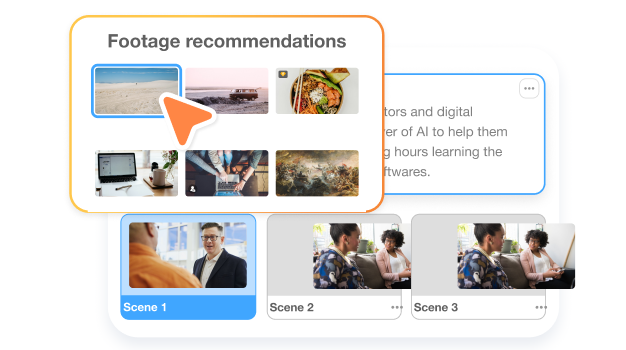 AI video editing feature in Visla onboarding video creator for trimming, music selection, and b-roll suggestions.